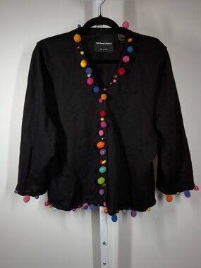 Vintage Michael Simon 1999 Pom Pom Cardigan Size X-Large